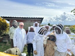 Group on visit to beehives